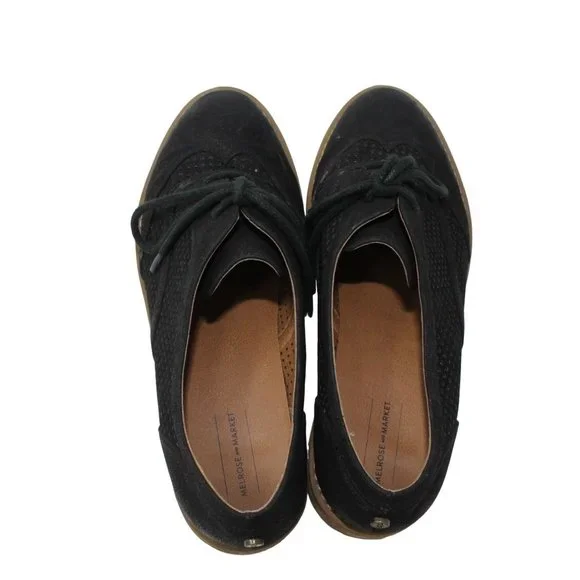 Melrose And Market Womens Size 7M Black Classic Perforated Oxfords Shoes - Picture 5 of 12